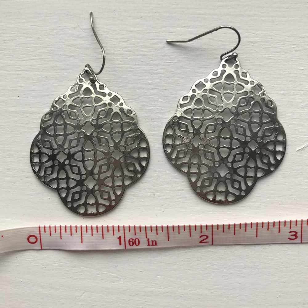 Boho wedding silver earrings